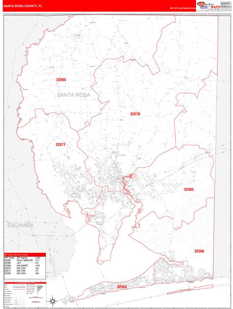 santa rosa county zip code map.